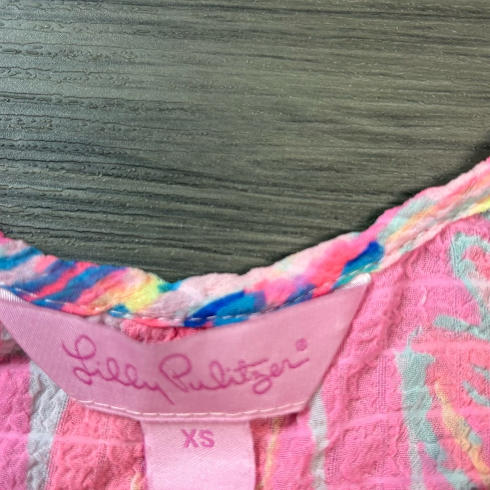 Lilly Pulitzer Women XS Pink Multi Never Been Betta Cold Shoulder Aruna Top - Picture 4 of 6